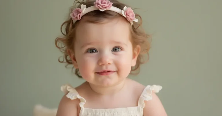 Pretty baby girl wearing a simble dress