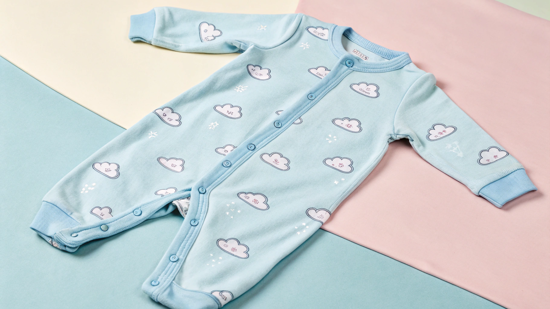 baby sleep wear Give your baby a dreamy night's sleep in this adorable blue sleeper. This footed pajama features a cute cloud pattern and is designed for maximum comfort and easy changes, ensuring a peaceful rest for your little one.