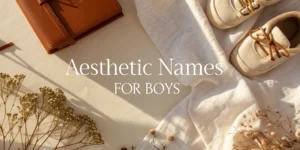 Aesthetic names Minimalist styled image for aesthetic boy names blog post