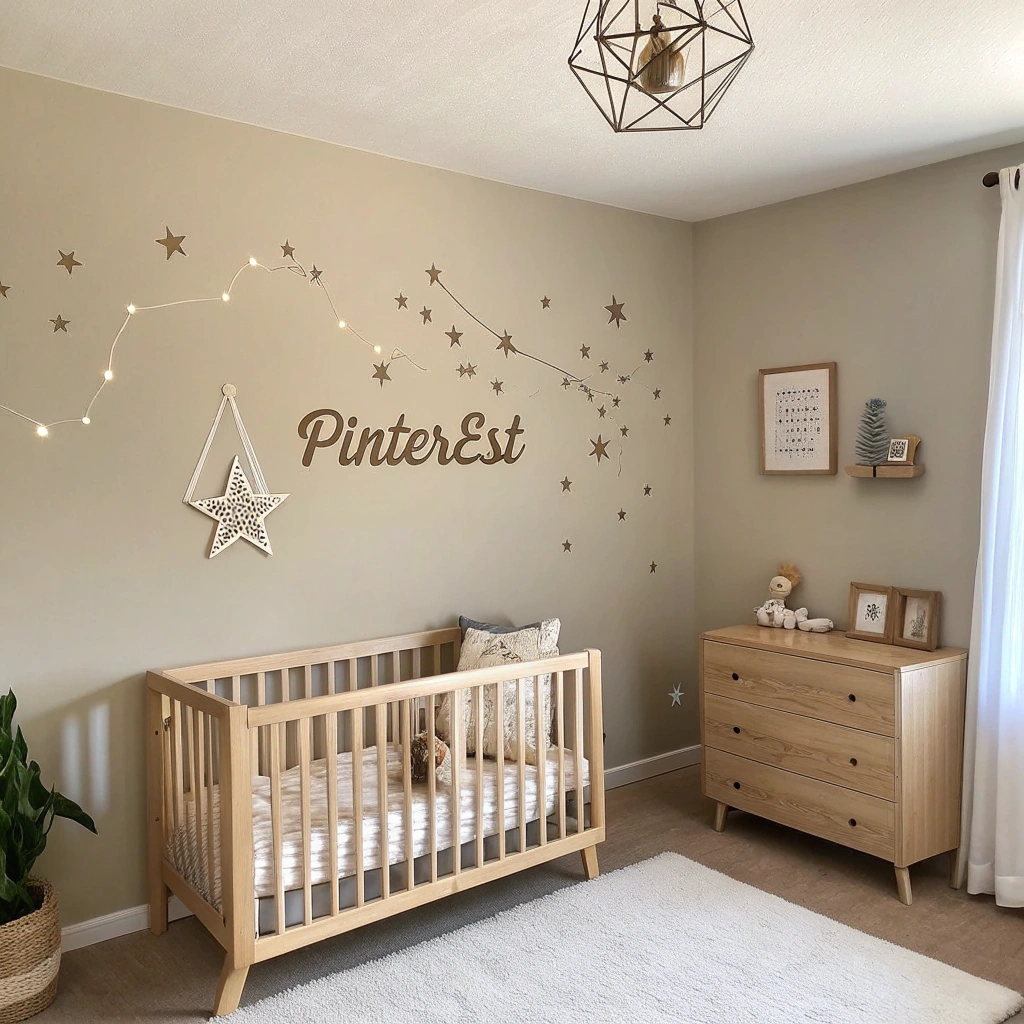 unique aesthetic names, Modern aesthetic baby nursery with wooden name sign